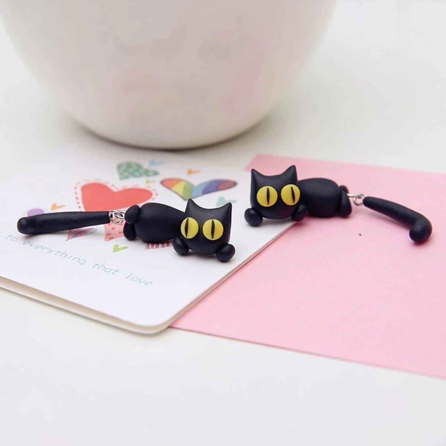 Unique 3D Cartoon Cat Earrings