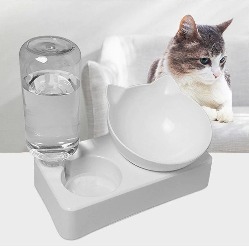 Cat Gravity Water and Tilted Food Bowl Set