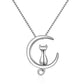 Real 925 Sterling Silver 'Onixiah' Cat On The Moon Necklace